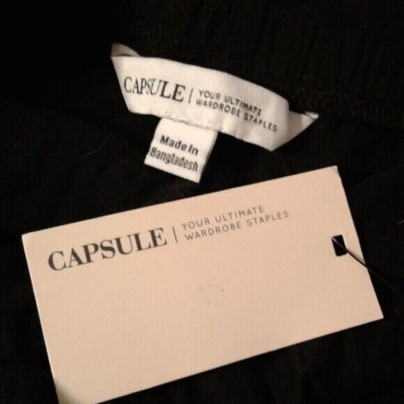 Capsule Size US 26 Leggings Capri Pants Elastic Waist Relaxed Fit Black NEW - Picture 5 of 7